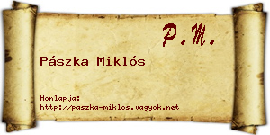 Pászka Miklós névjegykártya
