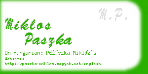 miklos paszka business card